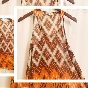 Fab’rik - Small print tank cream, orange and brown